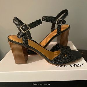 NINE WEST BRAIDED TINSLEY BLOCK HEEL SANDAL